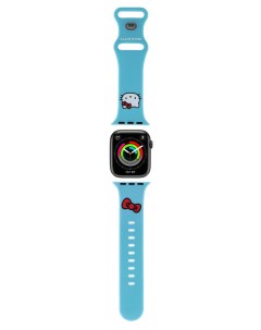 Ремешок для Apple Watch 41 40 38 mm с принтом Kitty Head голубой Hello kitty