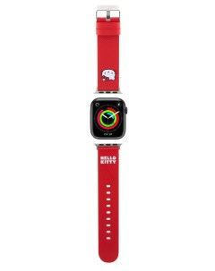 Ремешок для Apple Watch 41 40 38 mm из экокожи красный Hello kitty