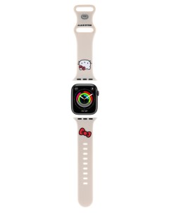 Ремешок для Apple Watch 41 40 38 mm с принтом Kitty Head бежевый Hello kitty