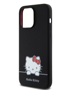 Чехол для iPhone 15 Pro Max силиконовый с эффектом Soft touch черный Hello kitty