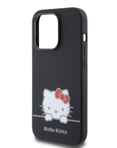 Чехол для iPhone 14 Pro с эффектом Soft touch и принтом Kitty черный Hello kitty