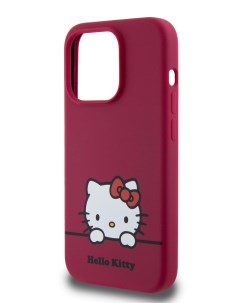Чехол для iPhone 15 Pro силиконовый с эффектом Soft touch красный Hello kitty
