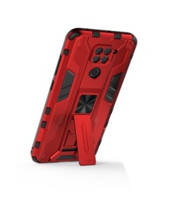 Противоударный чехол с подставкой Transformer для Xiaomi Redmi Note 9 красный Black panther