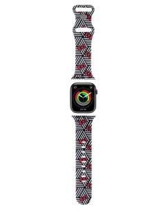 Ремешок для Apple Watch 41 40 38 mm с принтом Bows and Stripes черный Hello kitty