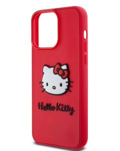 Чехол для iPhone 15 Pro Max силиконовый с 3D принтом Kitty Head красный Hello kitty