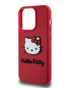 Чехол для iPhone 15 Pro силиконовый с 3D принтом Kitty Head красный Hello kitty