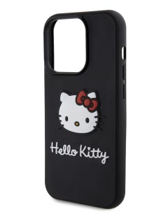 Чехол для iPhone 15 Pro Max силиконовый с 3D принтом Kitty Head черный Hello kitty