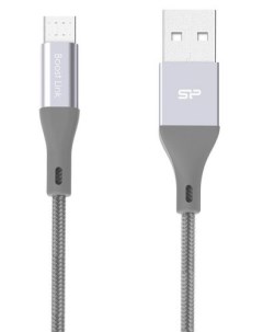 Кабель microUSB USB для зарядки и синхронизации 1м нейлон Gray Silicon power