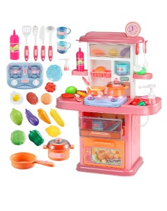 Игровая детская кухня со звуком и светом 32 кухонных предметов 70 см розовая Urm