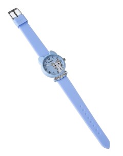 Детские наручные часы 6КК с камнями для девочки голубые World of accessories