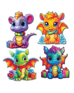 Деревянный пазл для малышей Новогодние дракончики Active puzzles