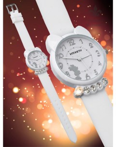 Детские наручные часы 6КК с камнями для девочки белые World of accessories
