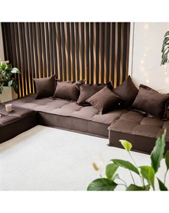 Бескаркасный диван кровать Lora 280х200х23 см коричневый угловой Miella