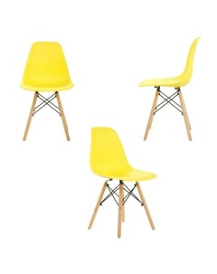 Комплект стульев 3 шт для кухни в стиле EAMES DSW желтый Leon group