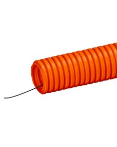 Труба гофрированная ПНД с протяжкой гибкая легкая 16мм 100м оранжевая 71916 Dkc