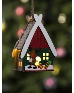 Елочная игрушка Подвеска световая дом оленя SL9143295 1 шт разноцветный Luazon lighting