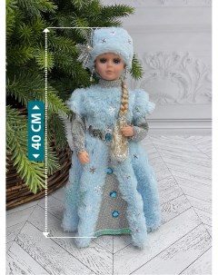Фигурка новогодня Снегурочка в голубой шубе со снежинкой 86288 40 см 1 шт Triumph nord