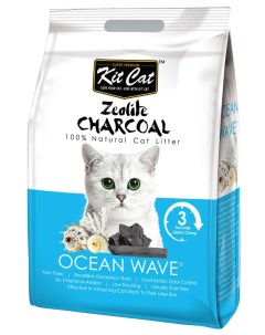 Комкующийся наполнитель Zeolite Charcoal Ocean Wave цеолитовый 4 кг Kit cat