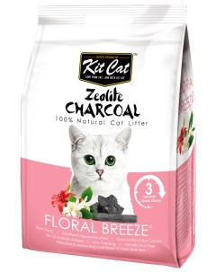 Комкующийся наполнитель Zeolite Charcoal Floral Breeze цеолитовый 4 кг Kit cat