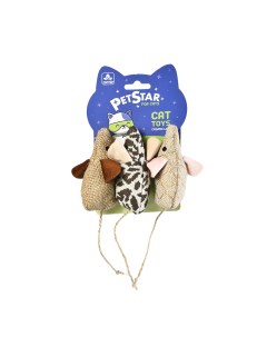 Игрушка для кошек Мышки с мятой набор 3шт текстиль 21х5см Pet star