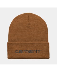 Шапка Script Beanie Deep H Brown Black Carhartt wip