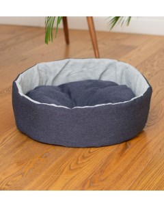 Лежак круглый с подушкой синий 48х48х15 см Petshop лежаки