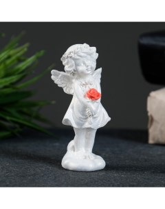 Статуэтка Ангел с розой перламутр 8х3х3см Хорошие сувениры