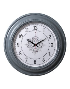Часы круглые 60 см корпус серый Орнамент Рубин