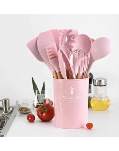 Набор кухонных принадлежностей KITCHEN SET 12 предметов розовый Nobrand