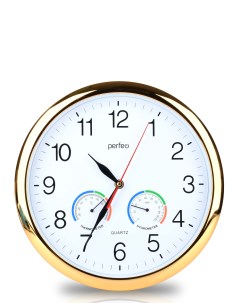 Настенные часы PF WC 012 круглые 30 см золотые PF_D0380 Perfeo