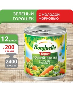 Зелёный горошек Бондюэль с молодой морковью 200 г х 12 шт Bonduelle