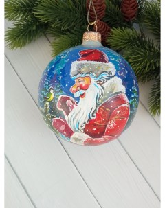 Елочный шар с ручной росписью Дедушка мороз стекло 10 см Art-works-dv
