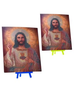 Алмазная мозаика Образ Христа с мольбертом 21х25 см 1 дизайн частичная выкладка Mazari