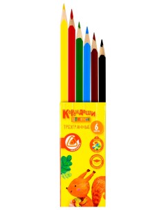 Набор из 24 шт Набор цветных карандашей 6 цв трехгран корп дерев карт у Каляка-маляка
