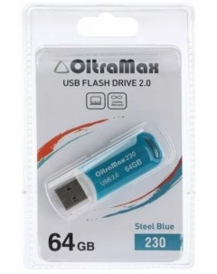 Накопитель USB 2 0 64GB OM 64GB 230 St Blue 230 стальной синий Oltramax