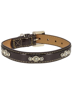 Ошейник для собак "Колибри" лаковый с украшением со стразами 20ммх40см вишневый Каскад