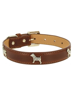 Ошейник для собак "Колибри" с украшениями "Собака со стразами" 25ммх50см коричневый Каскад
