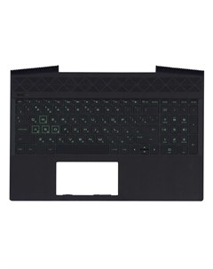 Клавиатура для HP Pavilion Gaming 15 CX топкейс черный с зеленой подсветкой Vbparts