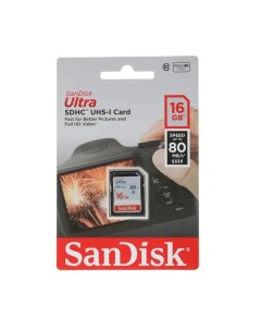 Карта памяти Micro SDHC 16Гб 16GB Ultra Class 10 UHS I SDSDUNC 016G GN6IN Sandisk
