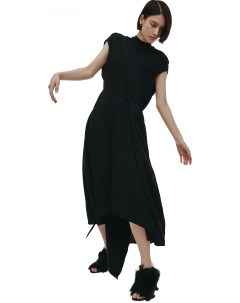 Черное платье без рукавов с поясом Vetements