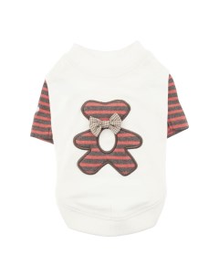 Хлопковая футболка с полосатым медвежонком Тедди кремовый M Puppia