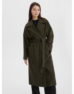Пальто женское длинное с объемными карманами и поясом Aimclo