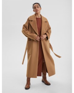 Пальто женское длинное с объемными карманами и поясом Aimclo
