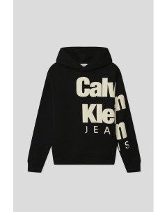 Хлопковое худи с логотипом бренда Calvin klein jeans