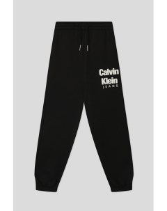 Хлопковые брюки с логотипом бренда Calvin klein jeans