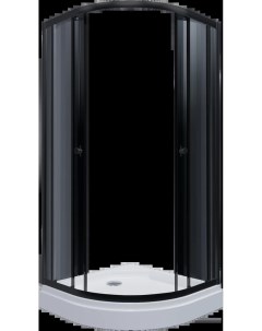 Душевой уголок Альфа 90х90 с поддоном профиль черный стекло прозрачное Тритон