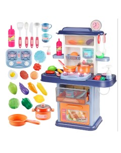 Игровая детская кухня со звуком и светом 26 кухонных предметов 30 см синяя Urm