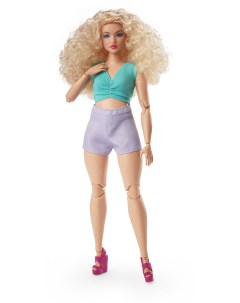 Кукла Signature Looks с шарнирами кудрявая блондинка в ярком наряде HJW83 Barbie