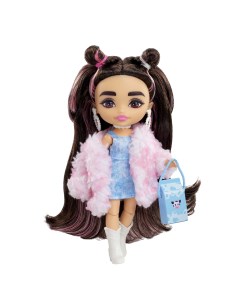 Кукла Extra Minis в розовой меховой куртке с аксессуарами и подставкой HKP90 Barbie