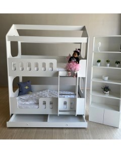 Кровать детская Домик двухъярусный с ящиком белый 160х80 см Сплю сам